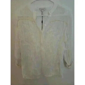 Reiss Women's White Striped Blouse Size 2 Long Sleeve Casual Cottage Top NWT